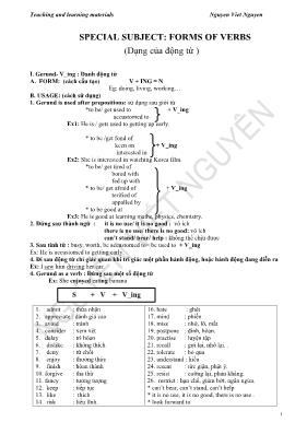 Ngữ pháp và bài tập về các dạng của động từ trong Tiếng Anh